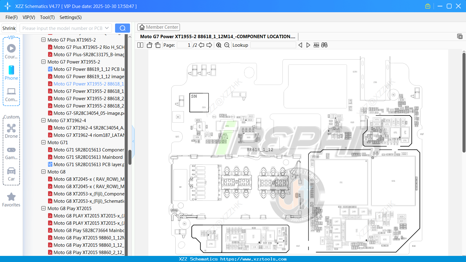 Motorola Moto G7 Power XT1955-2 88618_1_12M14_-COMPONENT LOCATION